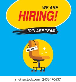 Hiring recruitment design poster. Vector illustration. Open vacancy design template.