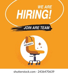 Hiring recruitment design poster. Vector illustration. Open vacancy design template.