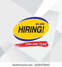 Hiring recruitment design poster. Vector illustration. Open vacancy design template.