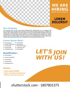 Hiring recruitment design poster.Open vacancy design template. Social media post design layout space for photo background