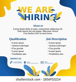 Hiring recruitment design poster.Open vacancy design template. Social media post design layout space for photo background