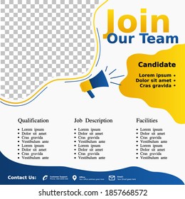Hiring recruitment design poster.Open vacancy design template. Social media post design layout