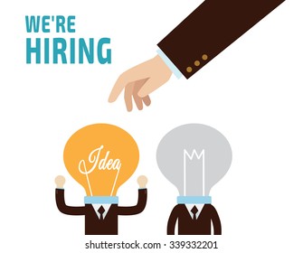 Hiring. Recruitment.	
Hand choosing  businessman people.
flat vector  illustration concept.
for presentation web banner poster printed materials.
isolated on white background