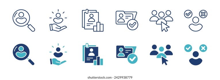 hiring recruitment icon set business job interview headhunting search candidate employee vector illustration for web and app