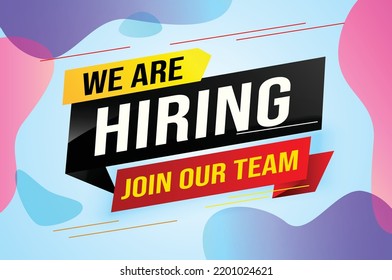 hiring recruitment Join now design for banner poster We are hiring lettering with geometric shapes lines. Vector illustration typographic. Open vacancy design template modern concept