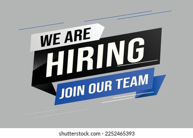 hiring recruitment Join now design for banner poster We are hiring lettering with geometric shapes lines. Vector illustration typographic. Open vacancy design template modern concept