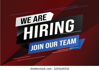 hiring recruitment Join now design for banner poster We are hiring lettering with geometric shapes lines. Vector illustration typographic. Open vacancy design template modern concept
