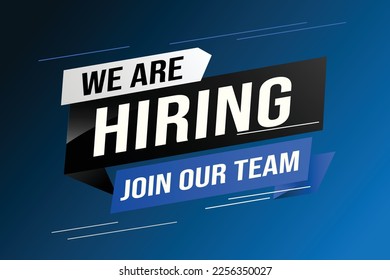 hiring recruitment Join now design for banner poster We are hiring lettering with geometric shapes lines. Vector illustration typographic. Open vacancy design template modern concept