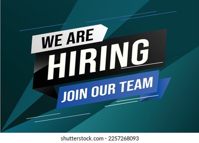 hiring recruitment Join now design for banner poster We are hiring lettering with geometric shapes lines. Vector illustration typographic. Open vacancy design template modern concept