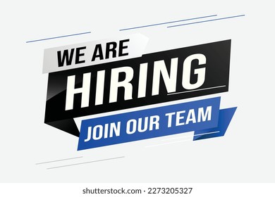 hiring recruitment Join now design for banner poster We are hiring lettering with geometric shapes lines. Vector illustration typographic. Open vacancy design template modern concept