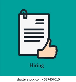 Hiring Recruitment Minimal Color Flat Line Stroke Icon Pictogram Symbol Illustration