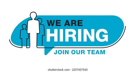 Hiring recruitment open vacancy announcement template. We are hiring announcement in speech bubble shape