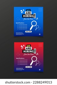 Hiring recruitment open vacancy design vector. We are hiring design vector for vacant sign Job hiring poster, social media, banner, flyer and recruitment poster.

