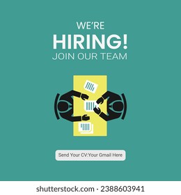 Hiring recruitment open vacancy design , We are hiring join to team announcement creative design. 3D Illustration