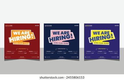 Hiring recruitment open vacancy design info label template. We are hiring join to team