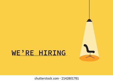 Hiring and recruitment poster or banner vector concept in minimalist style with CHAIR . Symbol of vacancies, job offers, career development, job advertisement. Eps10 vector illustration svg