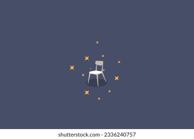 Afiche de contratación y reclutamiento o concepto vectorial de banner en estilo minimalista con CHAIR . Símbolo de vacantes, ofertas de empleo, promoción de las perspectivas de carrera, anuncio de empleo. Ilustración vectorial Eps10
