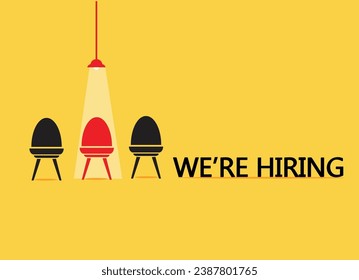 Hiring and recruitment poster or banner vector concept in minimalist style with CHAIR