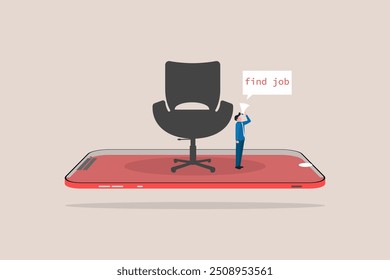 Cartaz de contratação e recrutamento ou conceito de vetor de banner em estilo minimalista com CHAIR . Símbolo de vagas, ofertas de emprego, progressão na carreira, anúncio de emprego. Ilustração do vetor Eps10