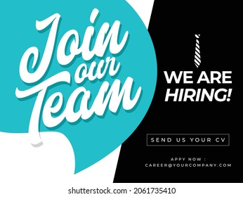 Hiring recruitment poster design. Vector illustration. Open a Template design job.