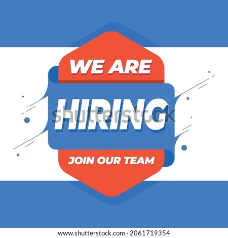 Hiring recruitment poster design. Vector illustration. Open a Template design job.