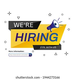 Hiring recruitment social media post design. Badge job vacancy template on white background. Modern vector illustration