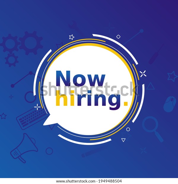 Hiring\
recruitment social media post design. Badge job vacancy template on\
blue background. Modern vector\
illustration
