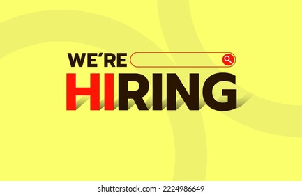 Hiring and recruitment typographic design for poster or banner vector