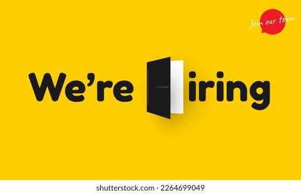 Hiring and recruitment typographic design for poster or banner vector