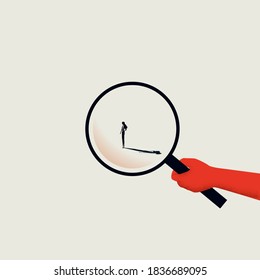 Hiring and recruitment vector concept, Hand with magnifying glass. Searching for exceptional talent, new employee. Eps10 illustration.