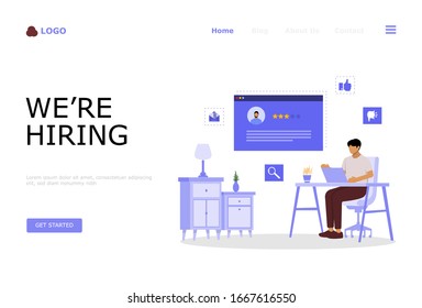 Hiring and Recruitment Vector Illustration Concept, Suitable for web landing page, ui, mobile app, editorial design, flyer, banner, and other related occasion