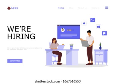Hiring and Recruitment Vector Illustration Concept, Suitable for web landing page, ui, mobile app, editorial design, flyer, banner, and other related occasion