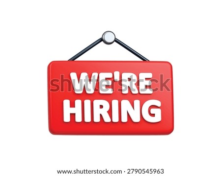 Hiring sign icon 3d render illustration isolated recruitment job vacancy concept