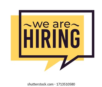 Hiring speech cloud isolated icon, wanted and vacancy vector. Career and job finding, recruitment and employment, emblems or logo. Work offer ads or promotion, social media announcement symbol