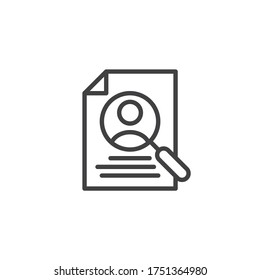Hiring staff line icon. linear style sign for mobile concept and web design. View Resume outline vector icon. Symbol, logo illustration. Vector graphics