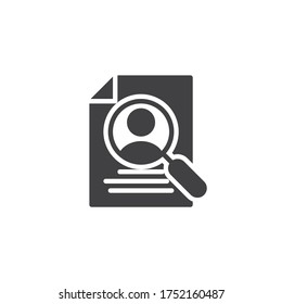 Hiring staff vector icon. filled flat sign for mobile concept and web design. View Resume glyph icon. Symbol, logo illustration. Vector graphics
