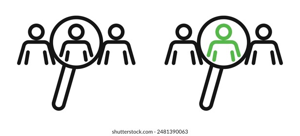 Hiring vector icon set in black and white color.