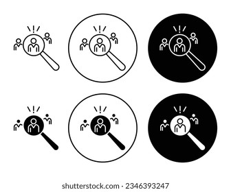 Hiring vector icon set. job recruit symbol. search for employee sign. select new people symbol in black color. suitable for advertising designs