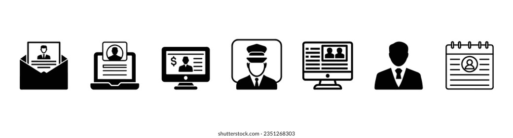 Icono de línea de vector de contratación, símbolo de icono de contratación de empleados, Icono de búsqueda de empleo en estilo plano. Reanudar el diseño de líneas vectoriales con un solo icono aislado.