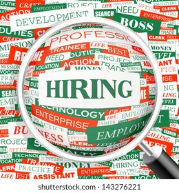 HIRING. Word cloud concept illustration. 