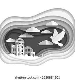 Hiroshima Atomic Bomb Dome Paper Cut Art Symbol of Peace and Remembrance