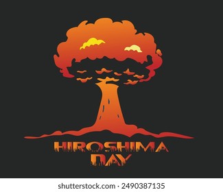 Hiroshima Day, 6 august, nuclear bomb poster, illustration vector