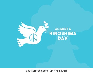 Día de Hiroshima. 6 de agosto. Fondo azul. Eps 10.