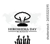Hiroshima Day held on 06 August, Hiroshima Day editable stock illustration and social media template, eps file. Vector illustration Hiroshima Nagasaki remembrance day minimal concept.