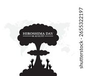 Hiroshima Day held on 06 August, Hiroshima Day editable stock illustration and social media template, eps file. Vector illustration Hiroshima Nagasaki remembrance day minimal concept.