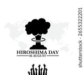 Hiroshima Day held on 06 August, Hiroshima Day editable stock illustration and social media template, eps file. Vector illustration Hiroshima Nagasaki remembrance day minimal concept.