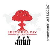 Hiroshima Day held on 06 August, Hiroshima Day editable stock illustration and social media template, eps file. Vector illustration Hiroshima Nagasaki remembrance day minimal concept.