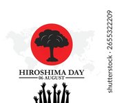 Hiroshima Day held on 06 August, Hiroshima Day editable stock illustration and social media template, eps file. Vector illustration Hiroshima Nagasaki remembrance day minimal concept.