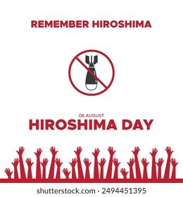 Hiroshima Tag statt am 06 August, Hiroshima Tag editierbare Stock Illustration und Social Media Vorlage, eps-Datei.