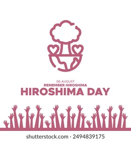 Día de Hiroshima celebrado el 06 de agosto, Día de Hiroshima editable ilustración de stock y Plantilla de redes sociales, archivo eps.
